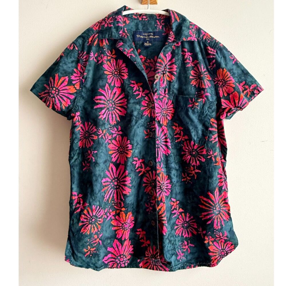 Pete Huntingdon Hawaiian Shirt - amazing batik style pattern - S